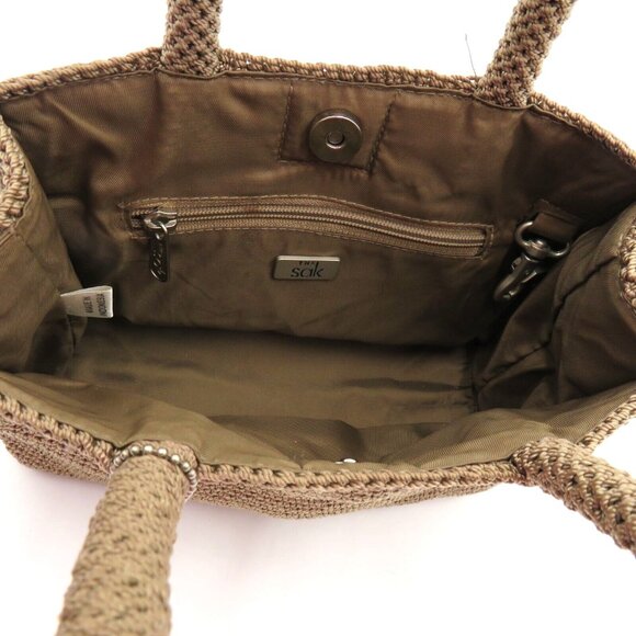 The Sak Purse Crochet Handbag Brown 9.5x6.5x4.5" Hand Bag Satchel Logo Hang Tag - Picture 4 of 6